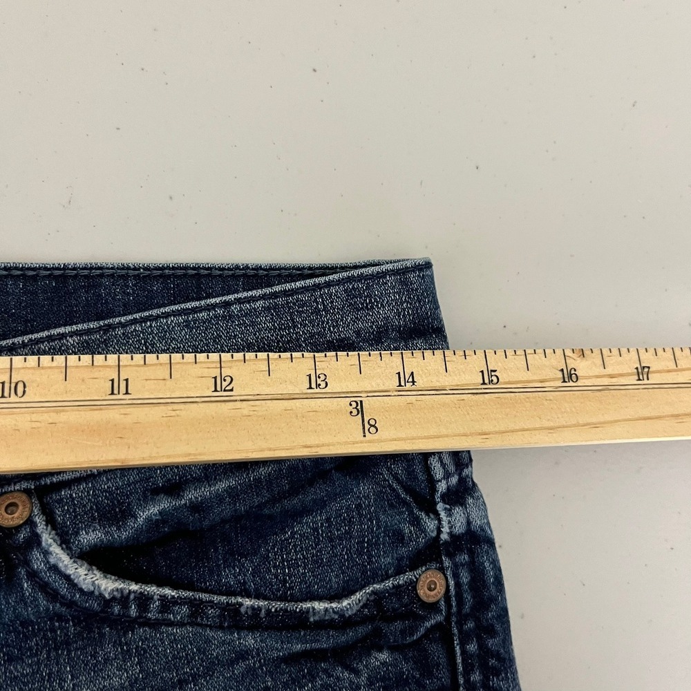7 For All Mankind Womens Cut Off Denim Shorts Dark Wash Raw Hem Size 25 - Picture 5 of 12